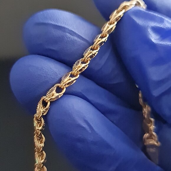 18k gold bracelet damascus style  real gold - Picture 12 of 16